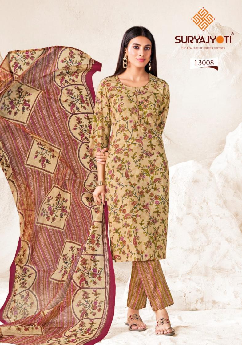 PREYASI VOL 13 BY SURYAJYOTI COTTON COMFORTABLE UNSTITCH SALWAR SUIT