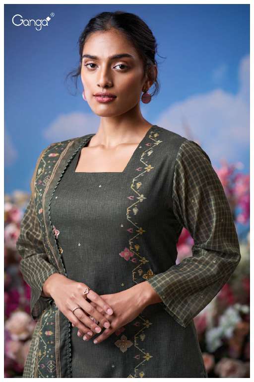 GANGA KOYEL S3592 WHOLESALE COTTON PRINTED WITH HAND EMBROIDERY DESIGNER SUITS