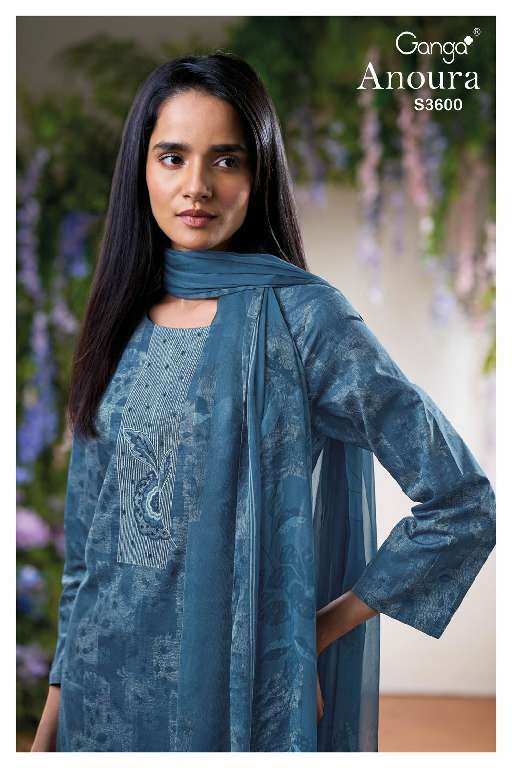 GANGA ANOURA S3600 WHOLESALE PREMIUM COTTON PRINTED WITH EMBROIDERY FANCY DRESS
