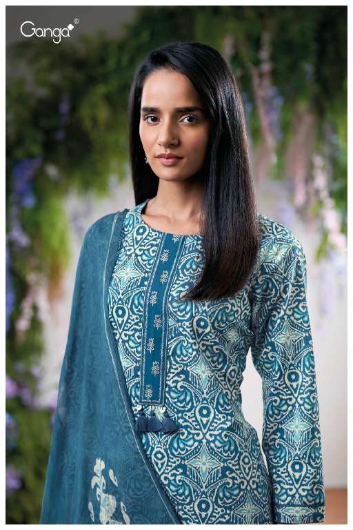 GANGA ANOURA S3600 WHOLESALE PREMIUM COTTON PRINTED WITH EMBROIDERY FANCY DRESS