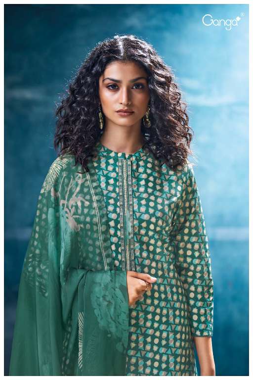 GANGA NIVRITTI S3584 WHOLESALE PREMIUM COTTON PRINTED WITH NECK LACE CLASSY DRESS FOR WOMAN