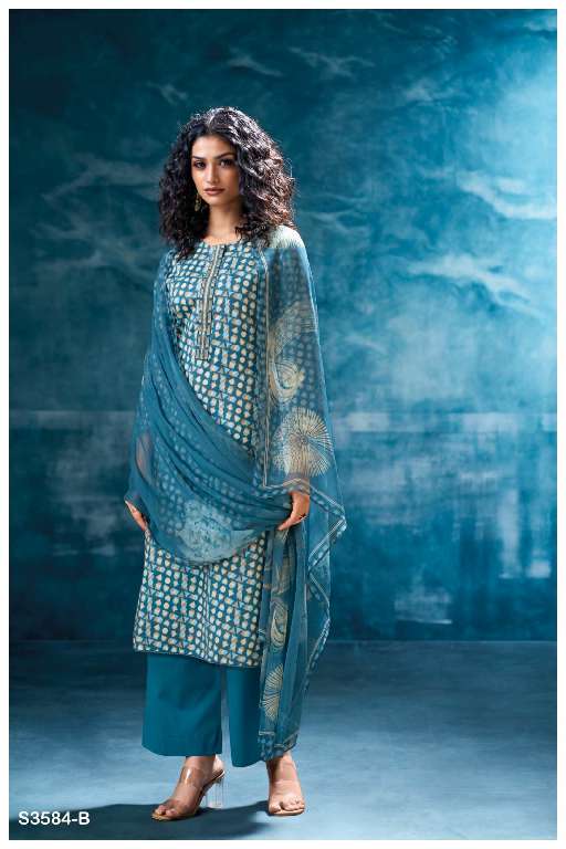 GANGA NIVRITTI S3584 WHOLESALE PREMIUM COTTON PRINTED WITH NECK LACE CLASSY DRESS FOR WOMAN