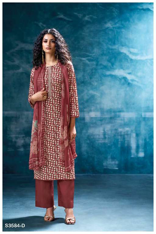 GANGA NIVRITTI S3584 WHOLESALE PREMIUM COTTON PRINTED WITH NECK LACE CLASSY DRESS FOR WOMAN