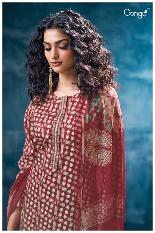 GANGA NIVRITTI S3584 WHOLESALE PREMIUM COTTON PRINTED WITH NECK LACE CLASSY DRESS FOR WOMAN