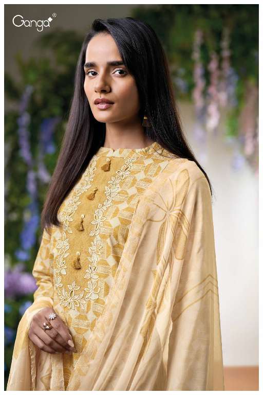 GANGA EVARAAH S3617 WHOLESALE PURE COTTON PRINTED WITH CROCHET LACE ON DAMAN FASHIONABLE SUITS