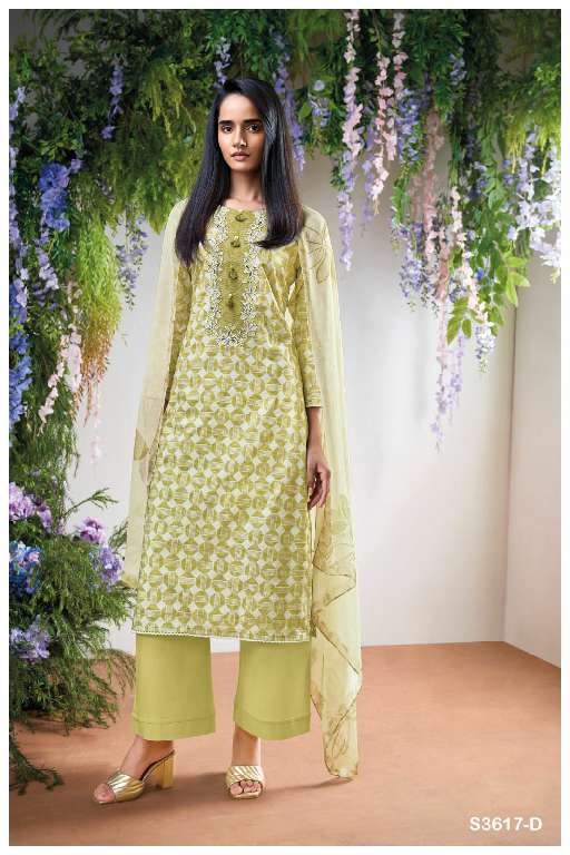 GANGA EVARAAH S3617 WHOLESALE PURE COTTON PRINTED WITH CROCHET LACE ON DAMAN FASHIONABLE SUITS