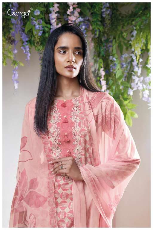 GANGA EVARAAH S3617 WHOLESALE PURE COTTON PRINTED WITH CROCHET LACE ON DAMAN FASHIONABLE SUITS