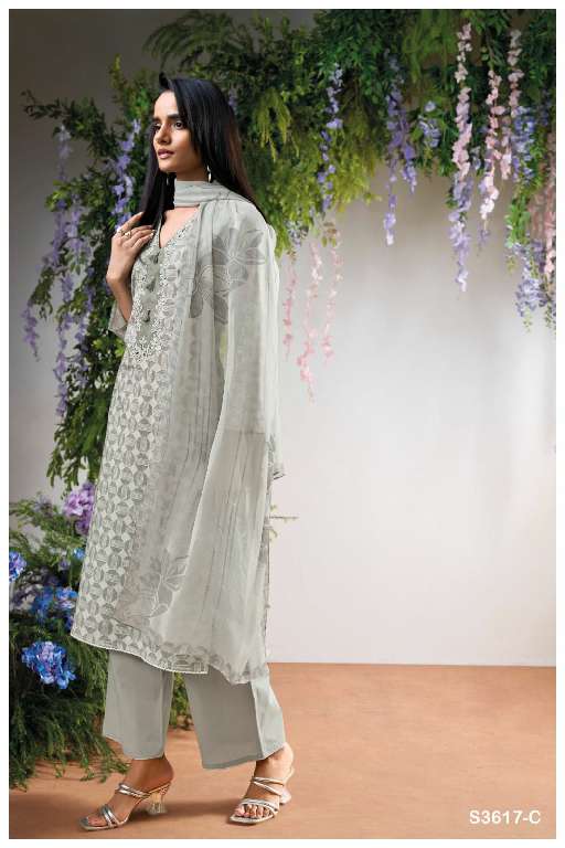 GANGA EVARAAH S3617 WHOLESALE PURE COTTON PRINTED WITH CROCHET LACE ON DAMAN FASHIONABLE SUITS