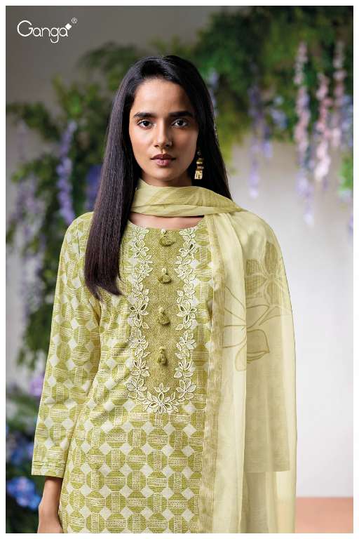 GANGA EVARAAH S3617 WHOLESALE PURE COTTON PRINTED WITH CROCHET LACE ON DAMAN FASHIONABLE SUITS