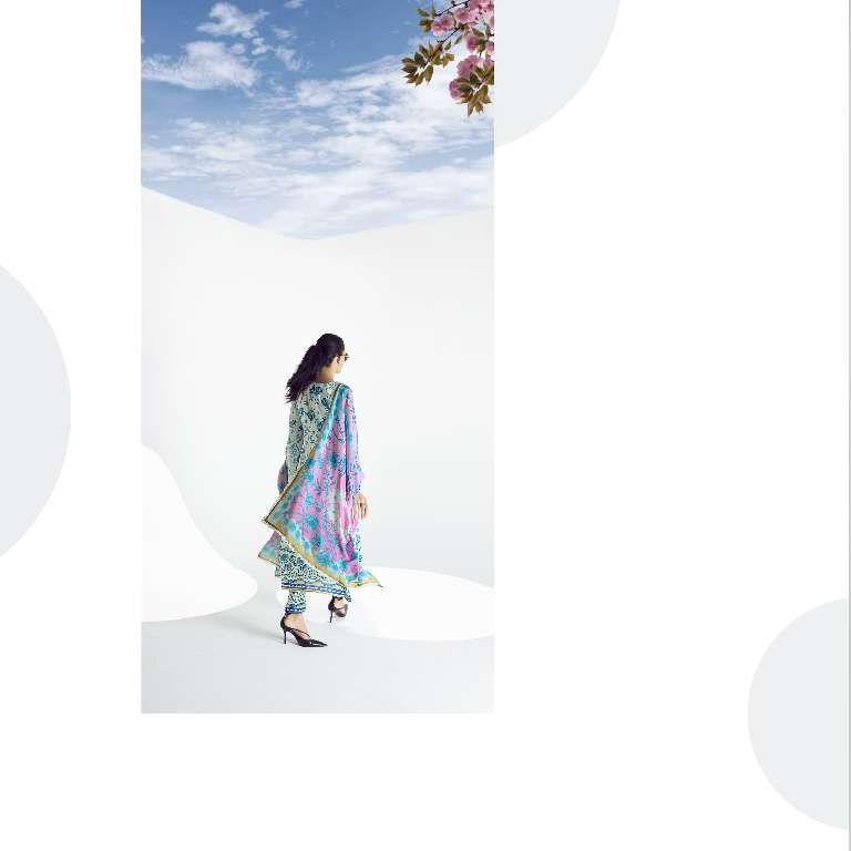 KIMORA PRESENT SOHNI BREEZE PURE COTTON LAWN WITH DIGITAL PRINT EMBROIDERY NECKLINE UNIQUE COLOR COMBINATION PAKISTANI SUITS