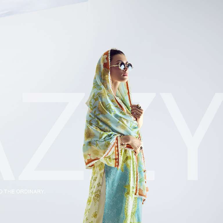 KIMORA PRESENT SOHNI BREEZE PURE COTTON LAWN WITH DIGITAL PRINT EMBROIDERY NECKLINE UNIQUE COLOR COMBINATION PAKISTANI SUITS