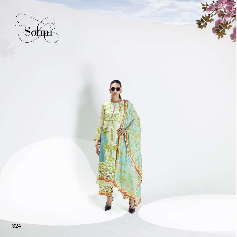 KIMORA PRESENT SOHNI BREEZE PURE COTTON LAWN WITH DIGITAL PRINT EMBROIDERY NECKLINE UNIQUE COLOR COMBINATION PAKISTANI SUITS