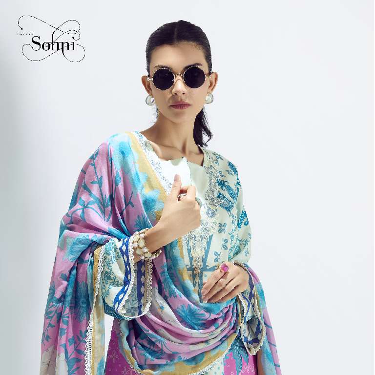 KIMORA PRESENT SOHNI BREEZE PURE COTTON LAWN WITH DIGITAL PRINT EMBROIDERY NECKLINE UNIQUE COLOR COMBINATION PAKISTANI SUITS