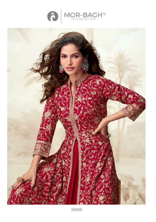 MOR BAGH BY AASHIRWAD VAMIKA WHOLESALE REAL GEORGETTE READYMADE PARTY WEAR SUITS