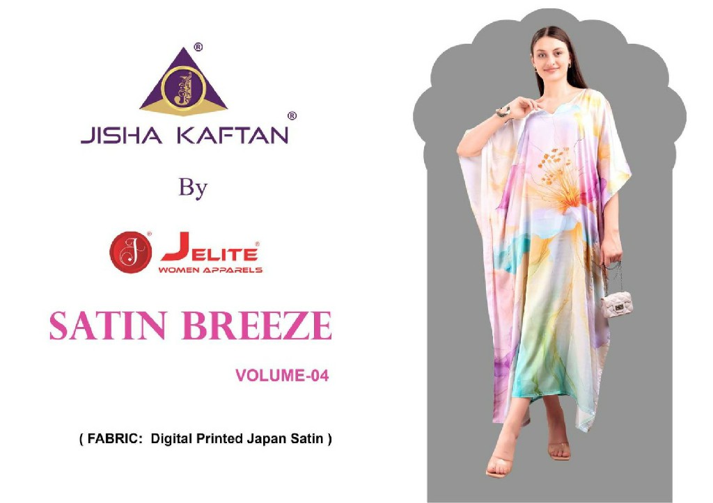 JISHA PRESENT SATIN BREEZE KAFTAN VOL-4 WHOLESALE POLY JAPAN SATIN DIGITAL PRINTED BEAUTIFUL KAFTAN