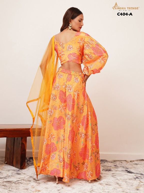 AMOHA C404 WHOLESALE HEAVY HAND WORK WITH DIGITAL CHINON FULLY STITCHED FASHIONABLE CROP TOP
