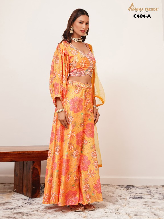 AMOHA C404 WHOLESALE HEAVY HAND WORK WITH DIGITAL CHINON FULLY STITCHED FASHIONABLE CROP TOP