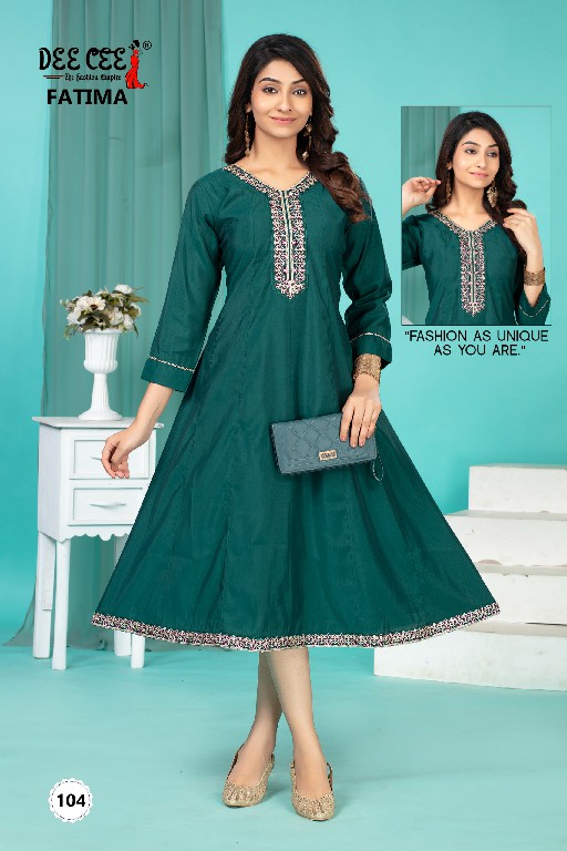 DEE CEE FATIMA WHOLESALE ROMAN SILK WITH EMBROIDERY WORK READYMADE STYLISH LOOK FLARED LONG KALI KURTIS