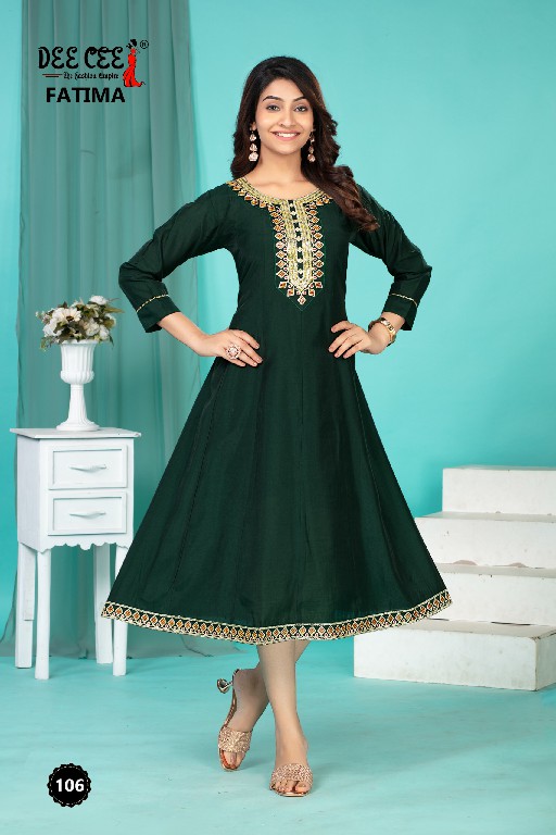 DEE CEE FATIMA WHOLESALE ROMAN SILK WITH EMBROIDERY WORK READYMADE STYLISH LOOK FLARED LONG KALI KURTIS