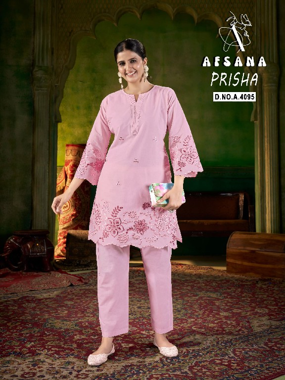 AFSANA PRISHA WHOLESALE COTTON WITH FANCY EMBROIDERY WORK CLASSY LOOK CORD SET