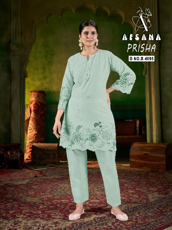 AFSANA PRISHA WHOLESALE COTTON WITH FANCY EMBROIDERY WORK CLASSY LOOK CORD SET