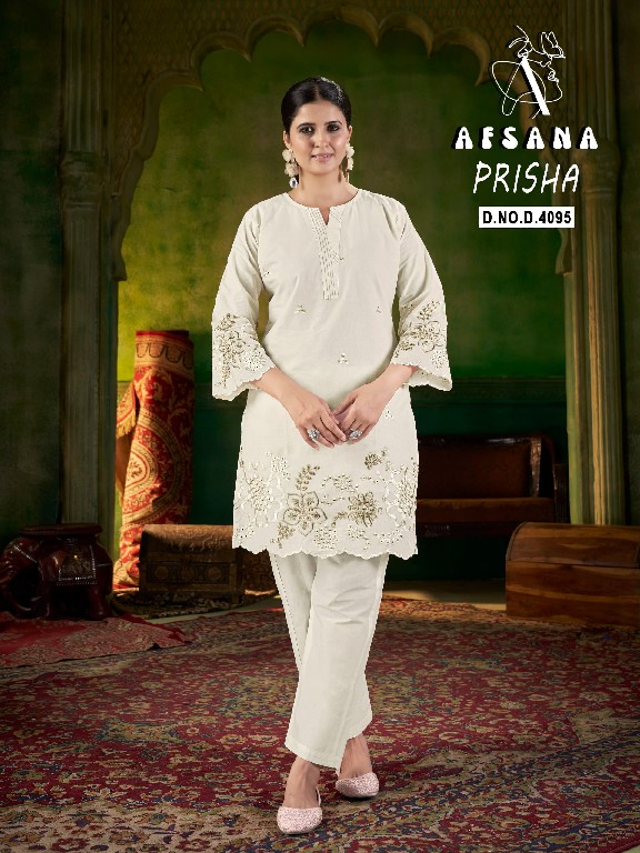 AFSANA PRISHA WHOLESALE COTTON WITH FANCY EMBROIDERY WORK CLASSY LOOK CORD SET