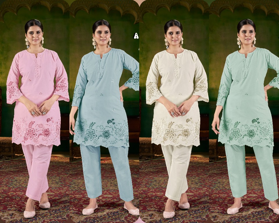 AFSANA PRISHA WHOLESALE COTTON WITH FANCY EMBROIDERY WORK CLASSY LOOK CORD SET