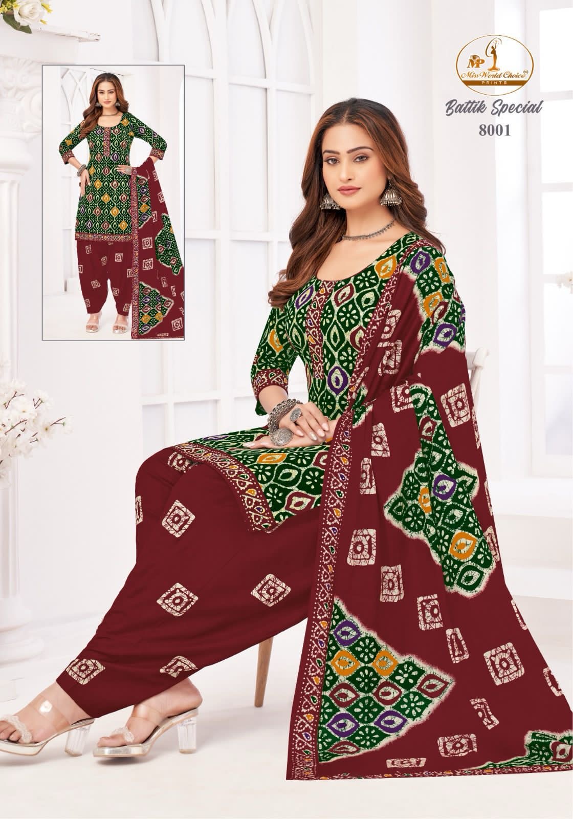 MISS WORLD BATTIK SPECIAL VOL-8 WHOLESALE PURE COTTON BATIK PRINTED READYMADE PATIYALA STYLE DRESS