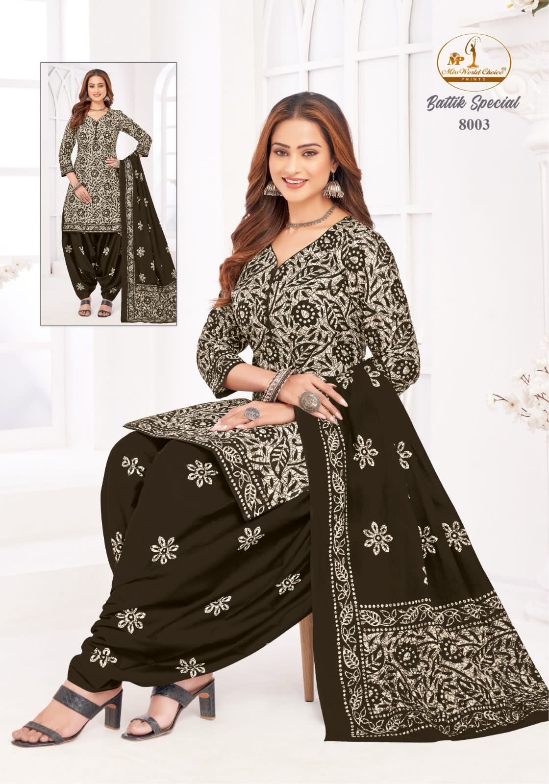 MISS WORLD BATTIK SPECIAL VOL-8 WHOLESALE PURE COTTON BATIK PRINTED READYMADE PATIYALA STYLE DRESS