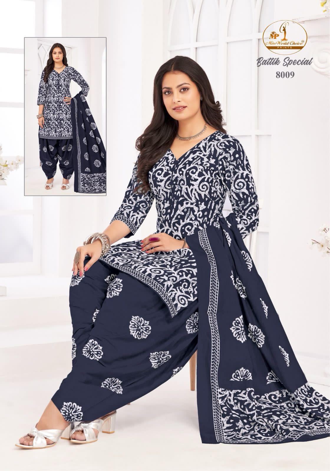 MISS WORLD BATTIK SPECIAL VOL-8 WHOLESALE PURE COTTON BATIK PRINTED READYMADE PATIYALA STYLE DRESS