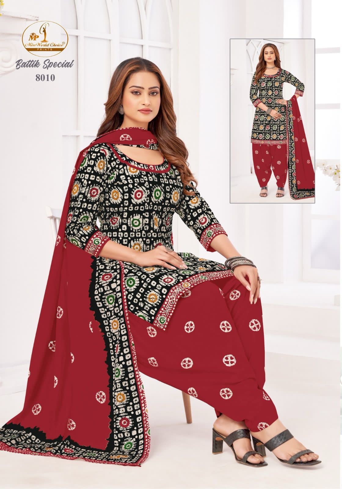 MISS WORLD BATTIK SPECIAL VOL-8 WHOLESALE PURE COTTON BATIK PRINTED READYMADE PATIYALA STYLE DRESS