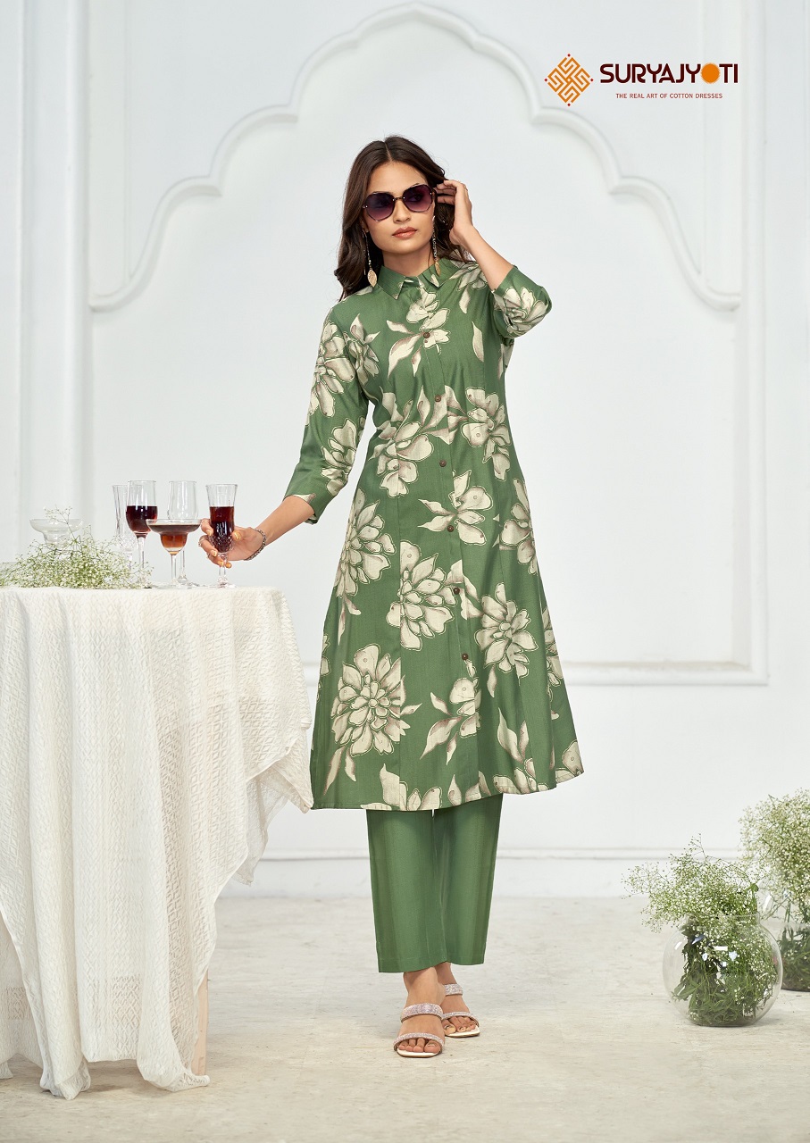SURYAJYOTI NIMISHA VOL-1 WHOLESALE A LINE STYLE HEAVY ROMAN VERTIGAN PRINTED STYLISH CORD SET