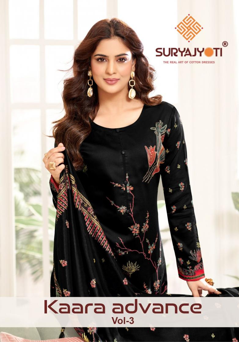 KAARA ADVANCE VOL 3 BY SURYAJYOTI JAM SATIN FANCY DRESS MATERIAL