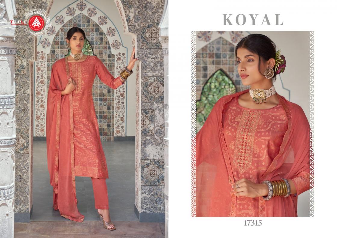 KOYAL BY TRIPLE AAA MUSLIN JACQUARD 3D WEAVING WITH DIAMOND AND HANDWORK  PRETTY LOOK 3PCS DRESS