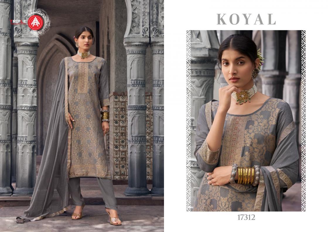 KOYAL BY TRIPLE AAA MUSLIN JACQUARD 3D WEAVING WITH DIAMOND AND HANDWORK  PRETTY LOOK 3PCS DRESS