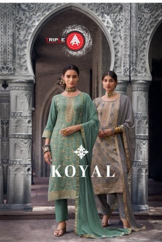 KOYAL BY TRIPLE AAA MUSLIN JACQUARD 3D WEAVING WITH DIAMOND AND HANDWORK  PRETTY LOOK 3PCS DRESS