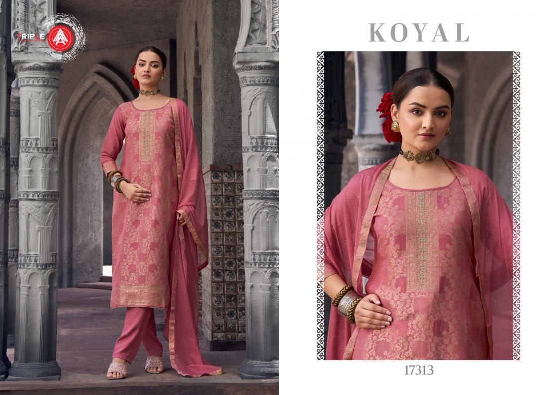 KOYAL BY TRIPLE AAA MUSLIN JACQUARD 3D WEAVING WITH DIAMOND AND HANDWORK  PRETTY LOOK 3PCS DRESS