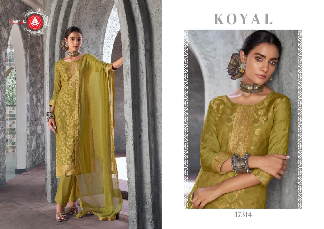 KOYAL BY TRIPLE AAA MUSLIN JACQUARD 3D WEAVING WITH DIAMOND AND HANDWORK  PRETTY LOOK 3PCS DRESS