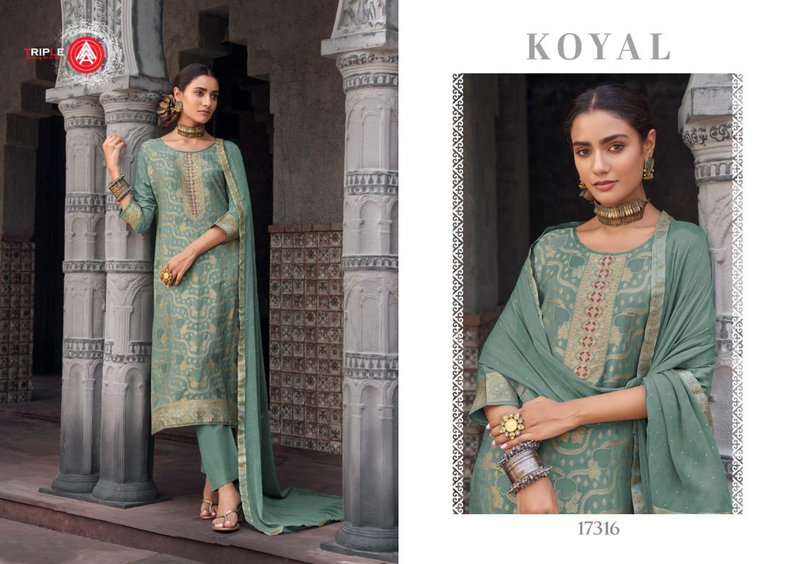 KOYAL BY TRIPLE AAA MUSLIN JACQUARD 3D WEAVING WITH DIAMOND AND HANDWORK  PRETTY LOOK 3PCS DRESS
