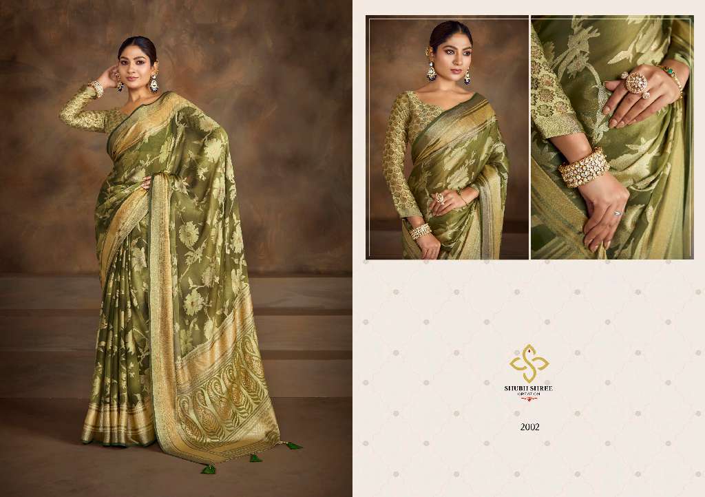SHAGUN VOL 2 BY SHUBH SHREE CREATION DULL MOSS BRASSO SHOP TRENDY SAREE FOR WOMENS