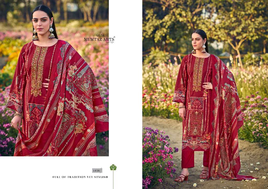 MUMTAZ ARTS GULDASTA WHOLESALE PURE LAWN COTTON PRINT WITH HEAVY EMBROIDERY WORK STYLISH DRESS MATERIAL