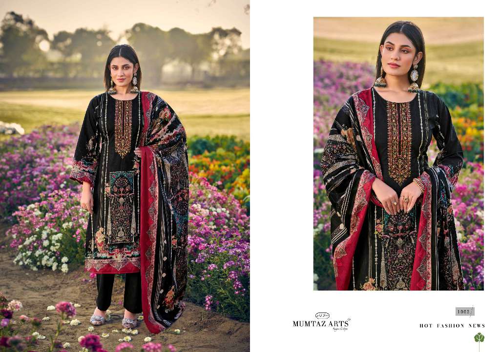 MUMTAZ ARTS GULDASTA WHOLESALE PURE LAWN COTTON PRINT WITH HEAVY EMBROIDERY WORK STYLISH DRESS MATERIAL