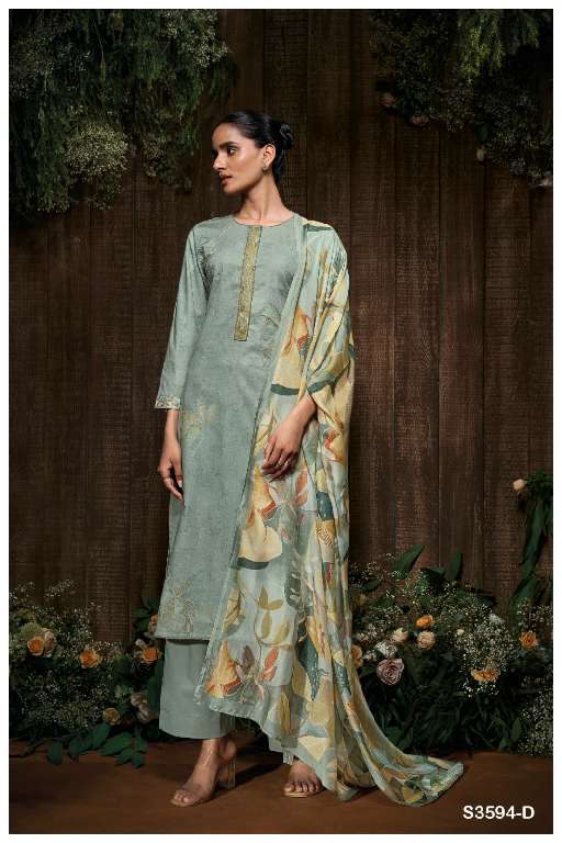 GANGA GITALI S3594 WHOLESALE PREMIUM COTTON PRINTED WITH EMBROIDERY DESIGNER SALWAR SUITS
