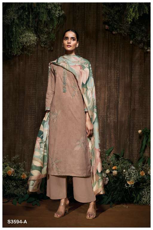 GANGA GITALI S3594 WHOLESALE PREMIUM COTTON PRINTED WITH EMBROIDERY DESIGNER SALWAR SUITS