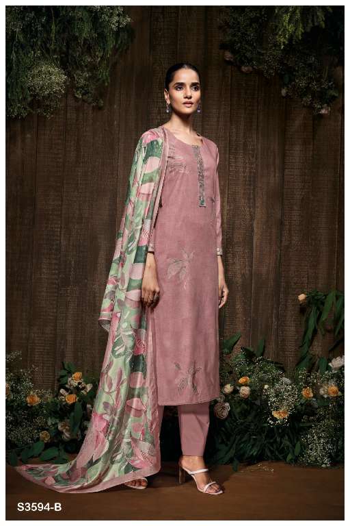 GANGA GITALI S3594 WHOLESALE PREMIUM COTTON PRINTED WITH EMBROIDERY DESIGNER SALWAR SUITS