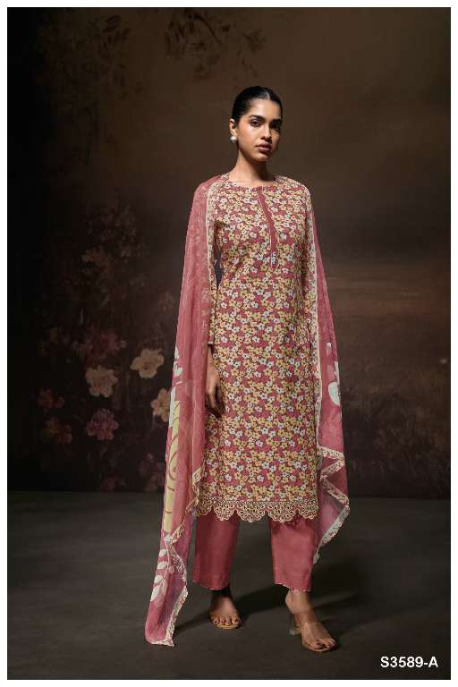 GANGA LURAA S3589 WHOLESALE COTTON PRINTED WITH EMBROIDERY LACE PARTY WEAR SALWAR KAMEEZ