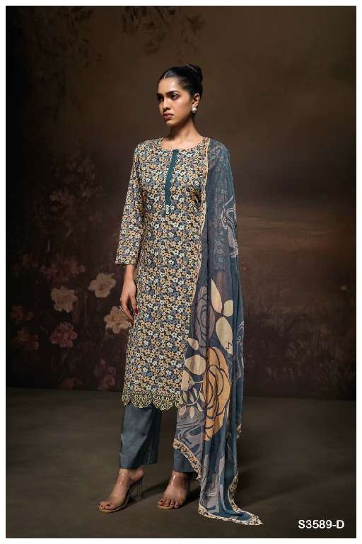 GANGA LURAA S3589 WHOLESALE COTTON PRINTED WITH EMBROIDERY LACE PARTY WEAR SALWAR KAMEEZ