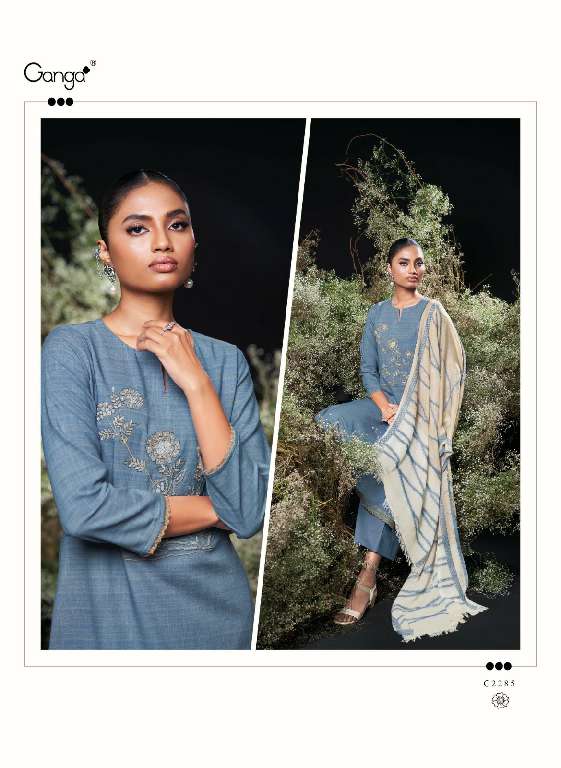 GANGA CHAROLINE WHOLESALE PREMIUM COTTON  WITH EMBROIDERY WORK AMAZING DRESS