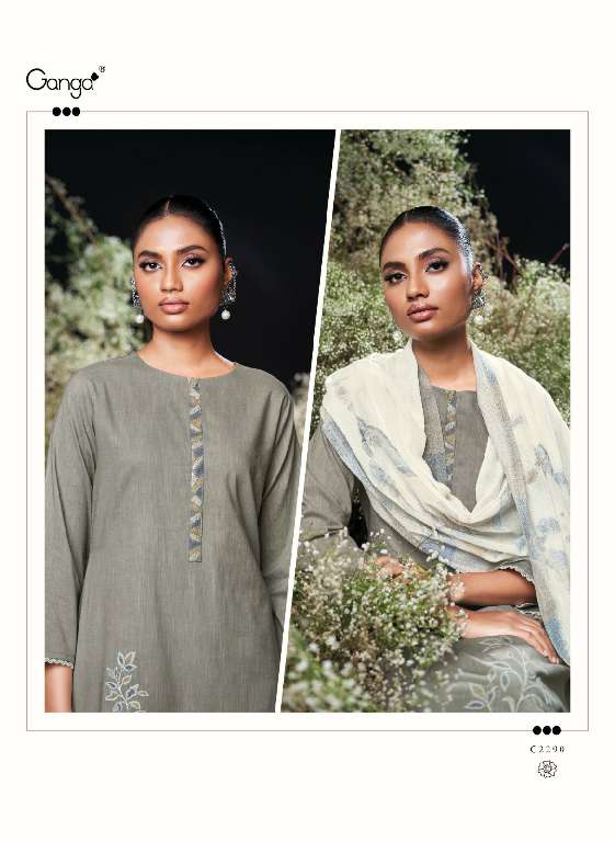 GANGA CHAROLINE WHOLESALE PREMIUM COTTON  WITH EMBROIDERY WORK AMAZING DRESS