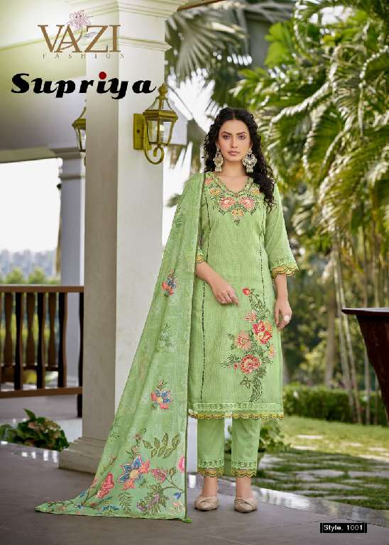 VAZI FASHION SUPRIYA WHOLESALE PURE KOTA CHECKS WITH FANCY HAND WORK READYMADE FABULOUS SUITS